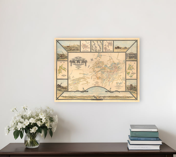 24" X 32" Map Of Tombstone Mining District Vintage Travel Poster Wall Art