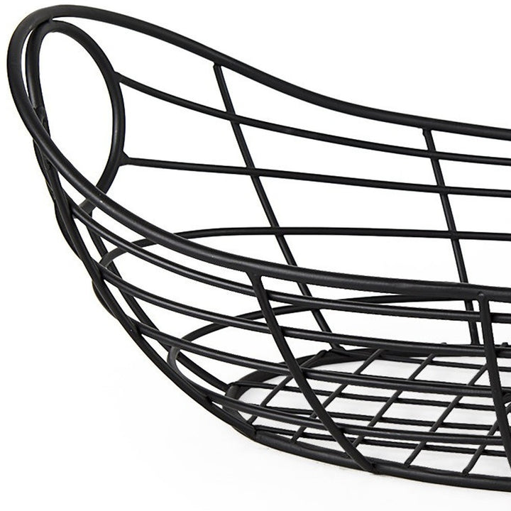 22" Black Metal Oval Storage Basket