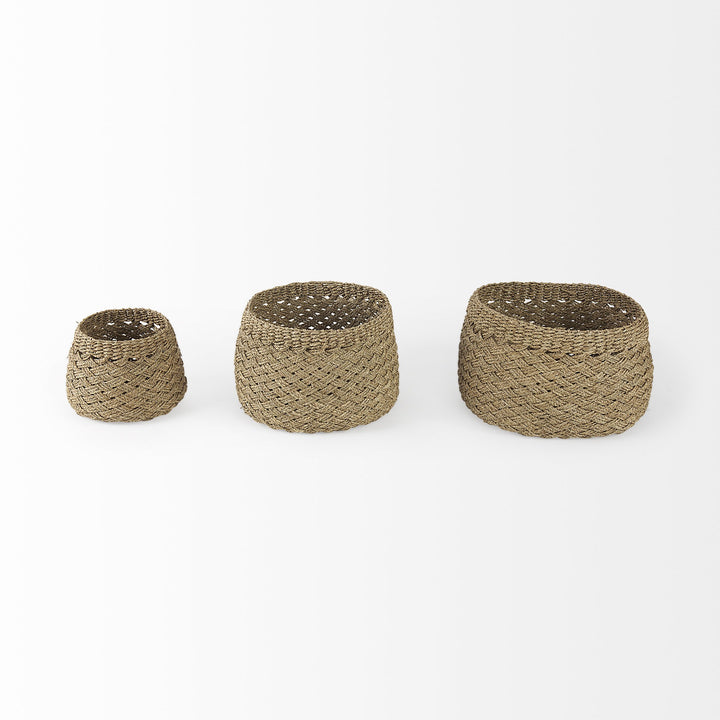 Set of Three 15" Brown Wicker Desk Organizer