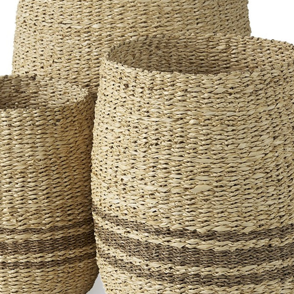 Set Of Three Detailed Wicker Storage Baskets