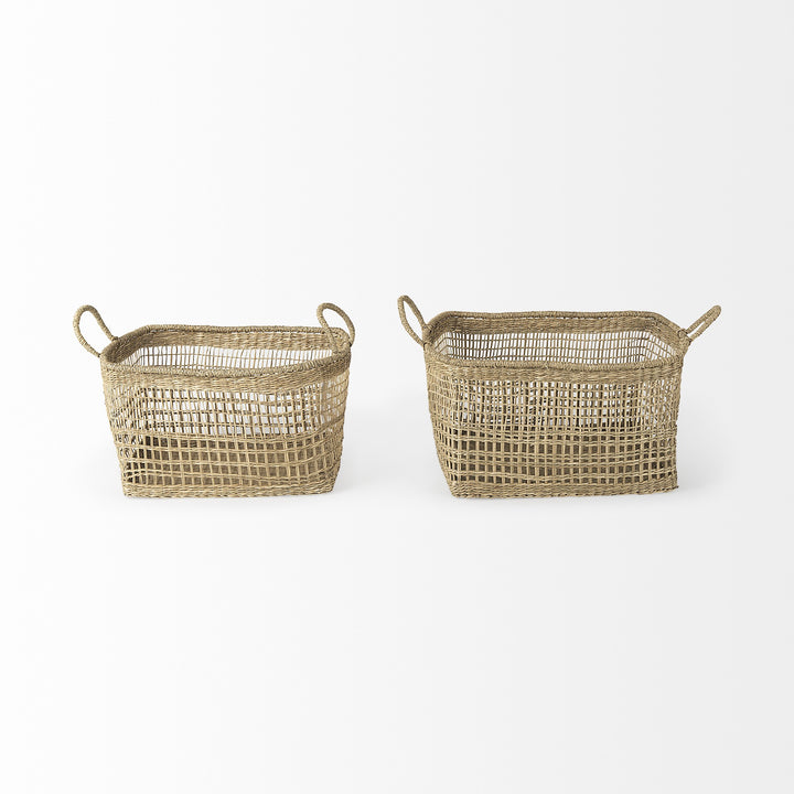 Set of Two 15" Natural Wicker Basket