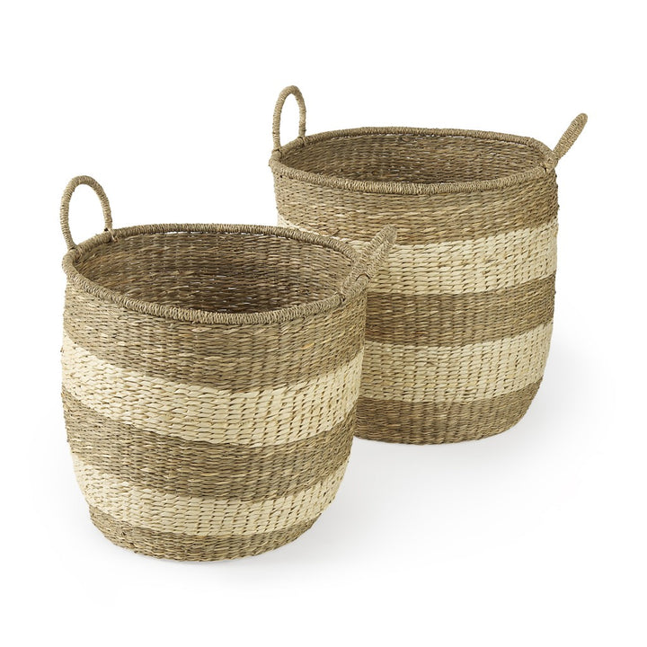 Set of Two 18" Brown Wicker Baskets