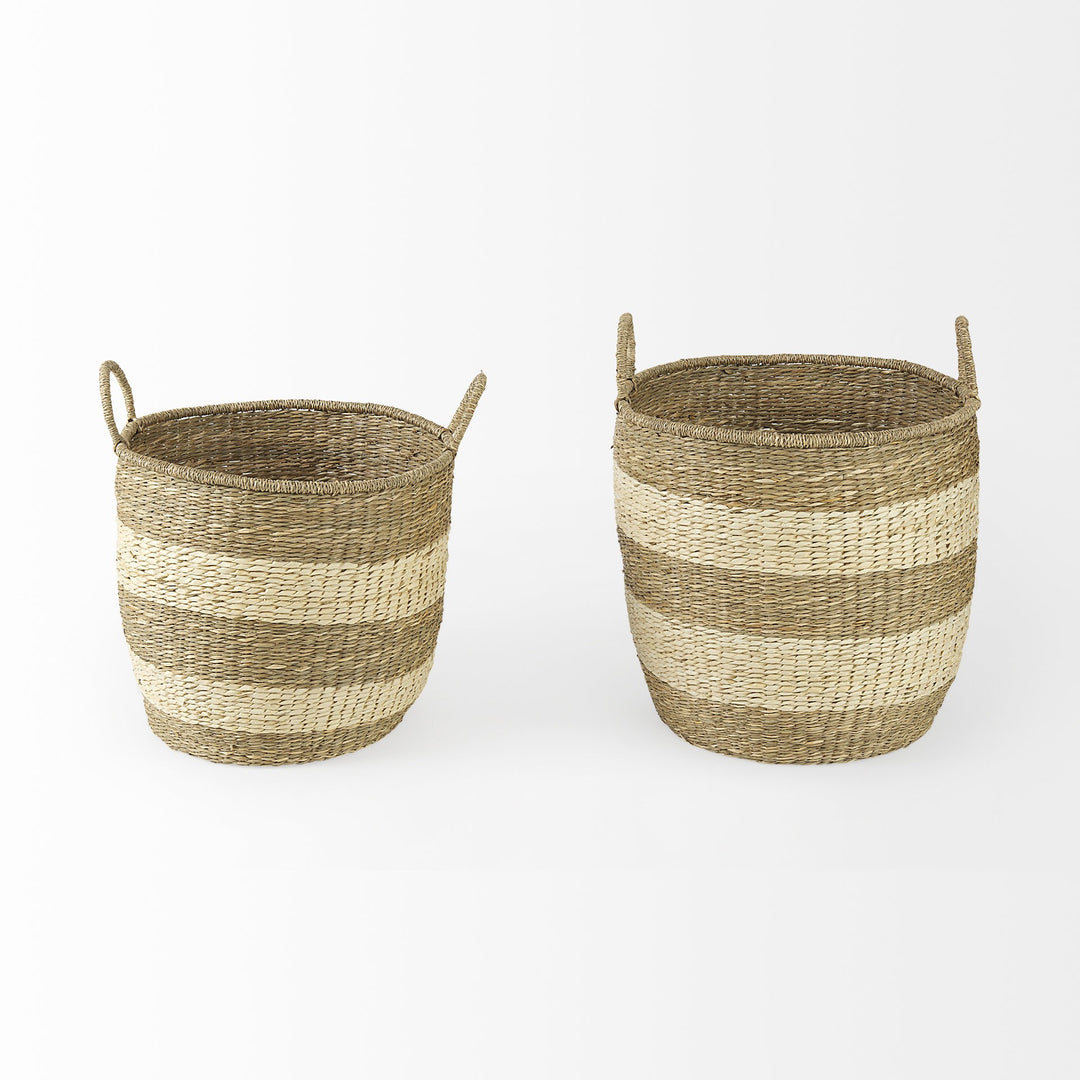 Set of Two 18" Brown Wicker Baskets