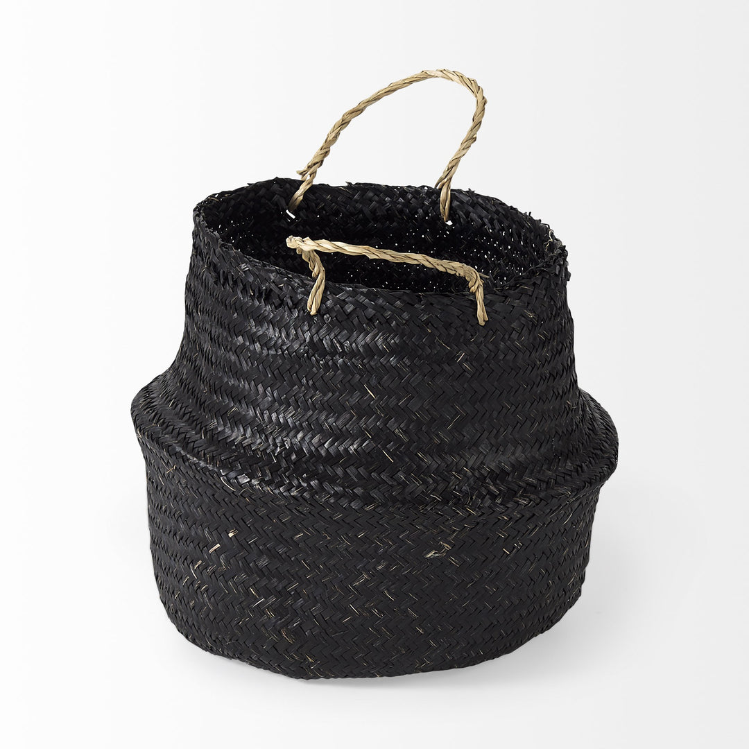 Set Of Three 10" Black Wicker Storage Baskets