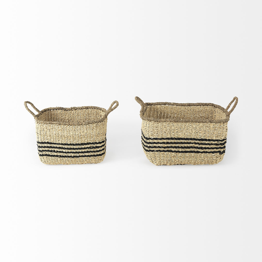 Set of Two 13" Natural Wicker Basket