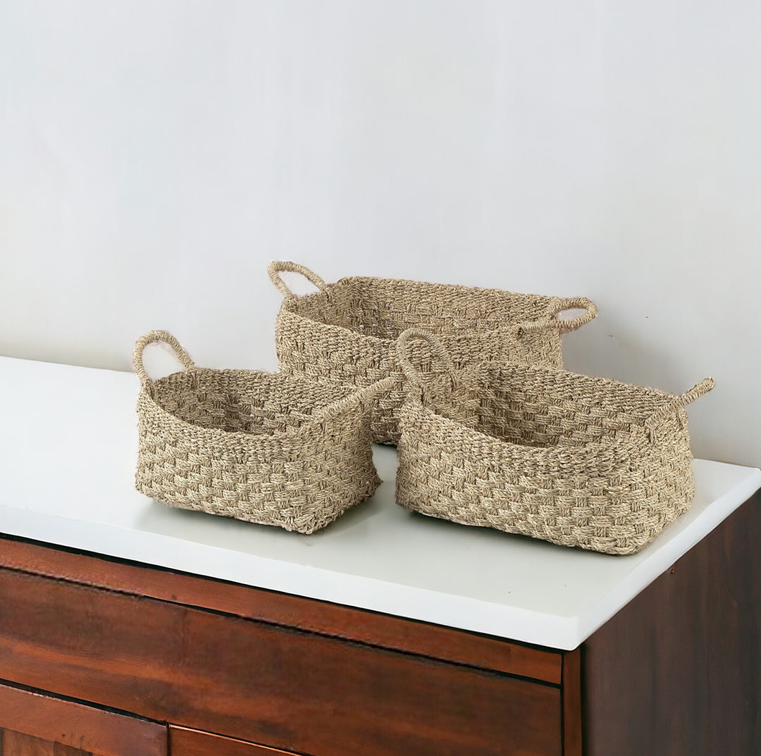 Set of Three 12" Natural Wicker Basket