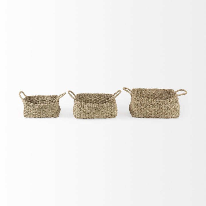 Set of Three 12" Natural Wicker Basket