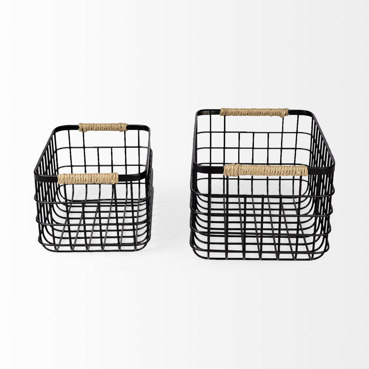 Set Of Two Black Metal Baskets