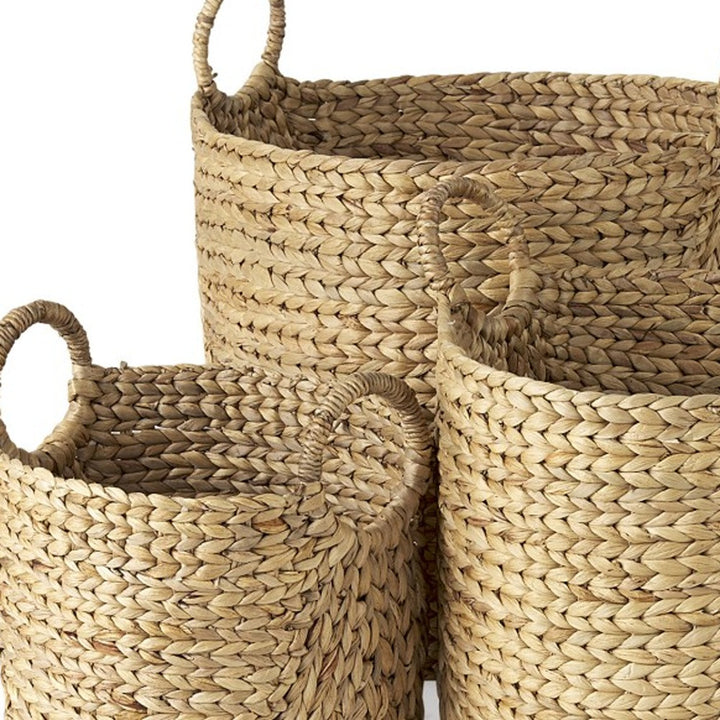 Set Of Three Braided Wicker Storage Baskets