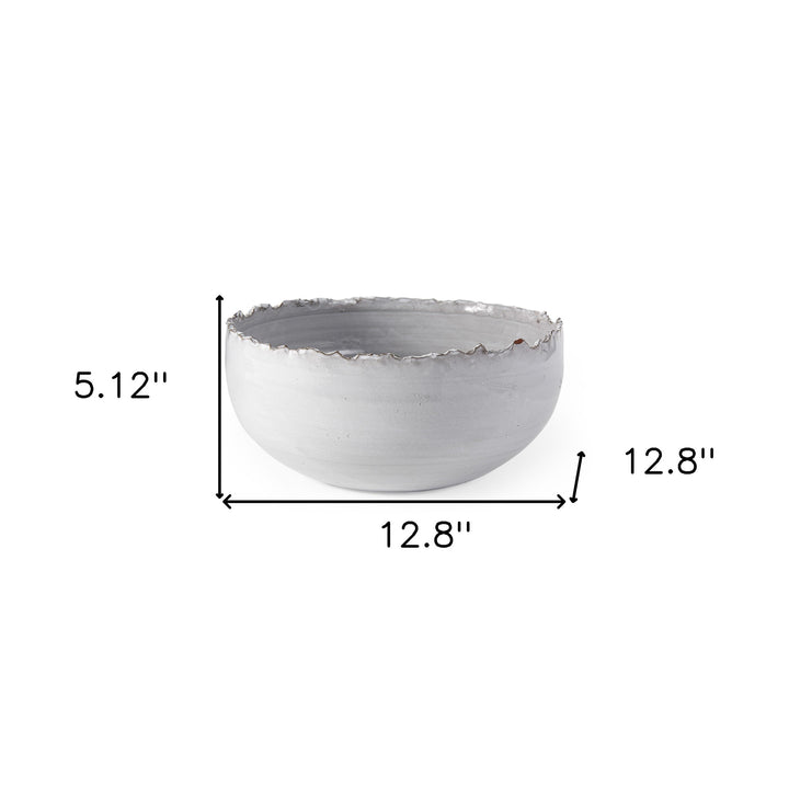 Artisan Gray White Ceramic Centerpiece Bowl