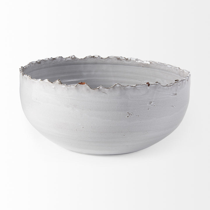 Artisan Gray White Ceramic Centerpiece Bowl