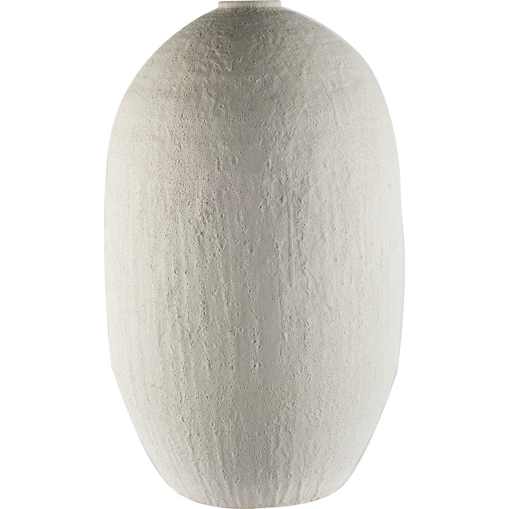 32" Narrow White Textured Ceramic Vase