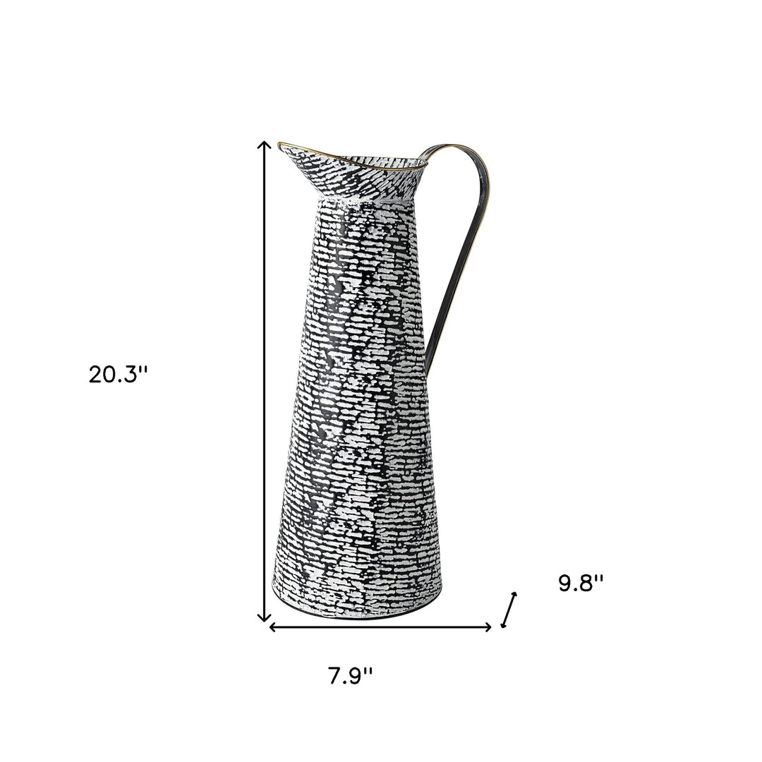 Black And White Textured Jug Vase