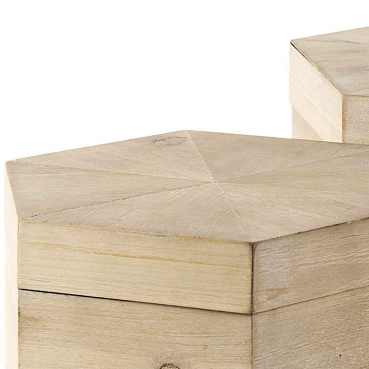 Set of Two 12" Natural Solid Wood Box