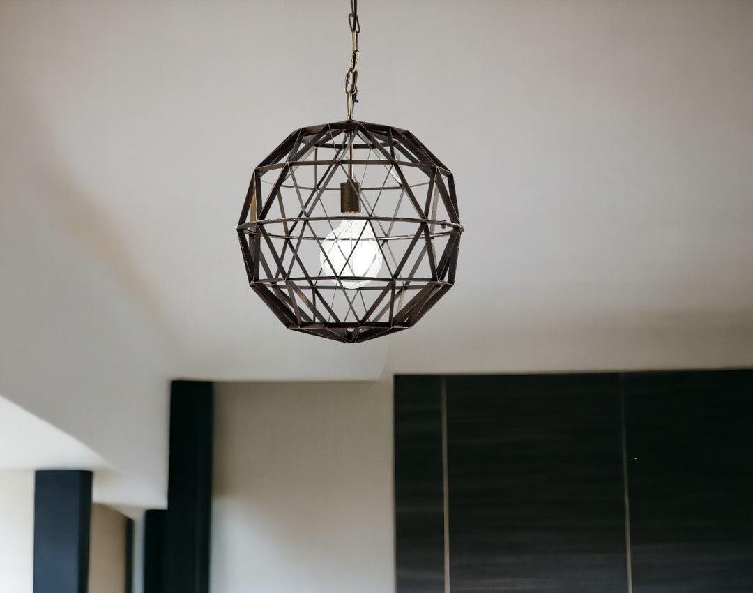 Black Metal Geometric Globe Hanging Light