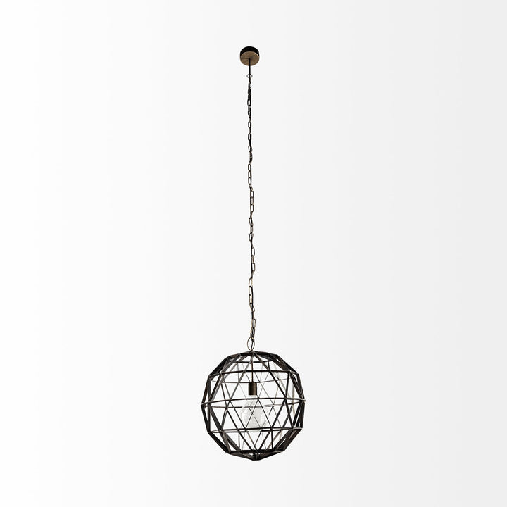 Black Metal Geometric Globe Hanging Light