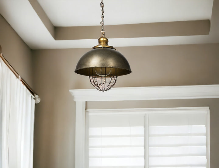 Rustic Gold Ton Metal Dome Hanging Light