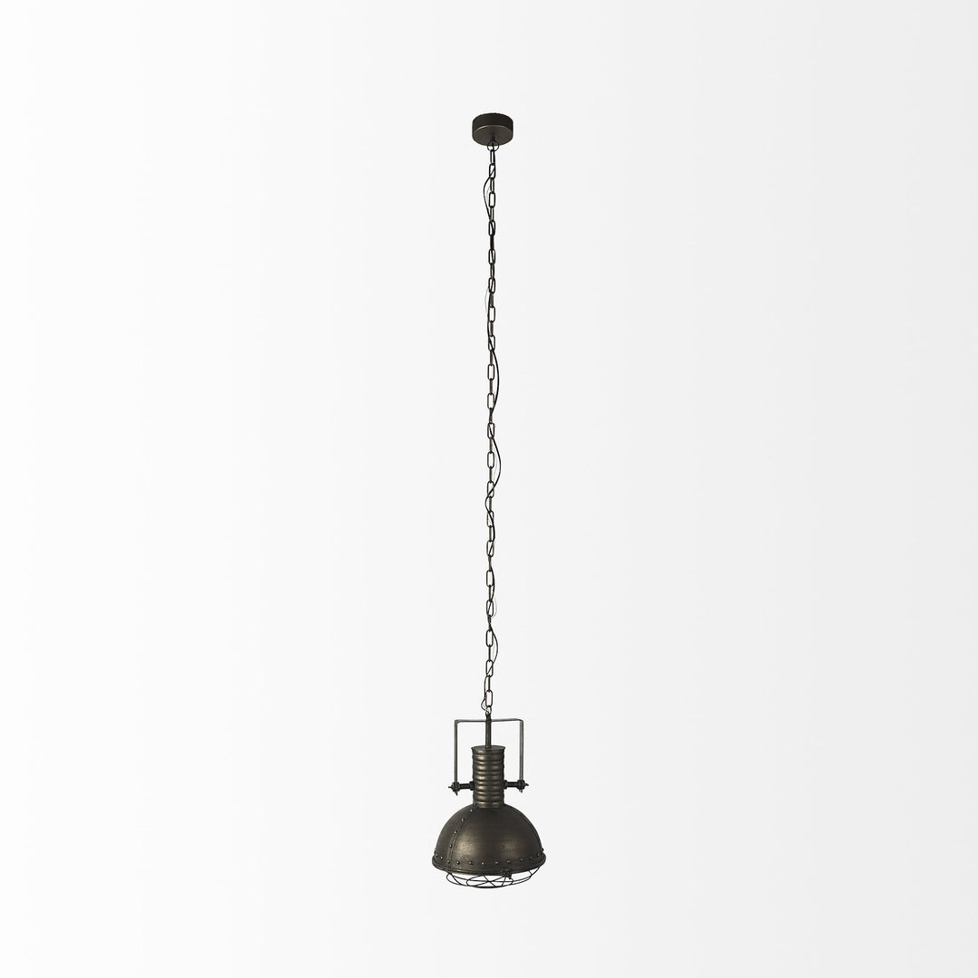 Industrial Caged Black Metal Hanging Light