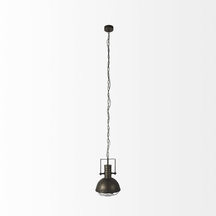 Industrial Caged Black Metal Hanging Light