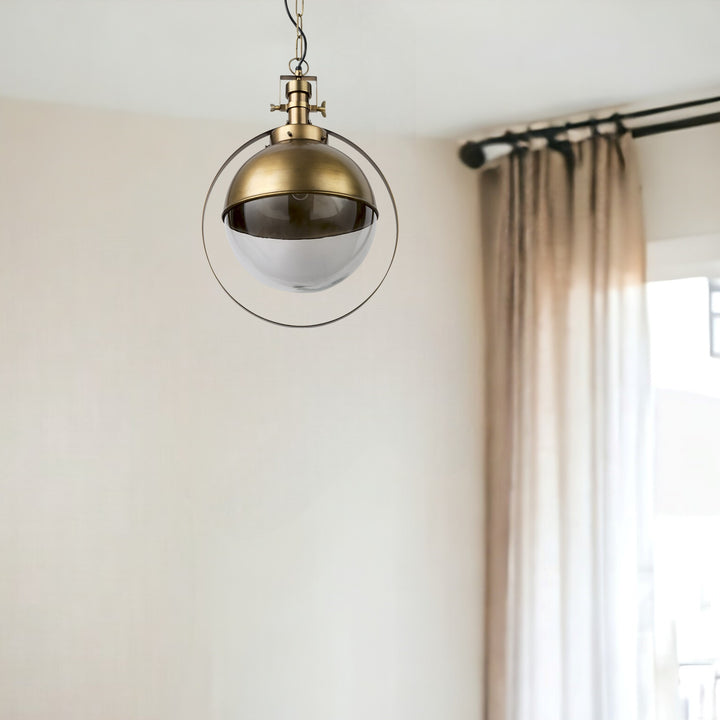 Gold Metal Sphere Pendant Hanging Light