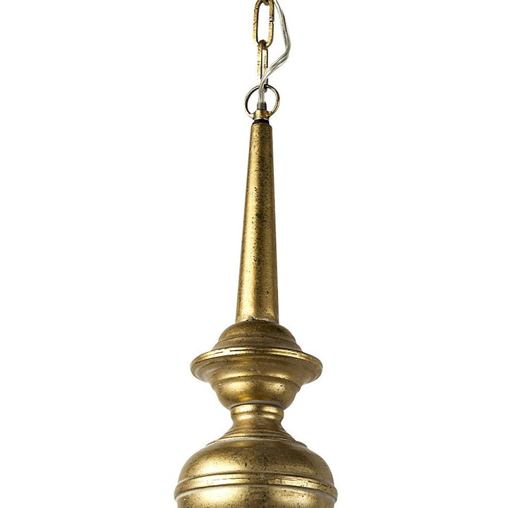 Gold Toned Metal Dome Hanging Pendant Light