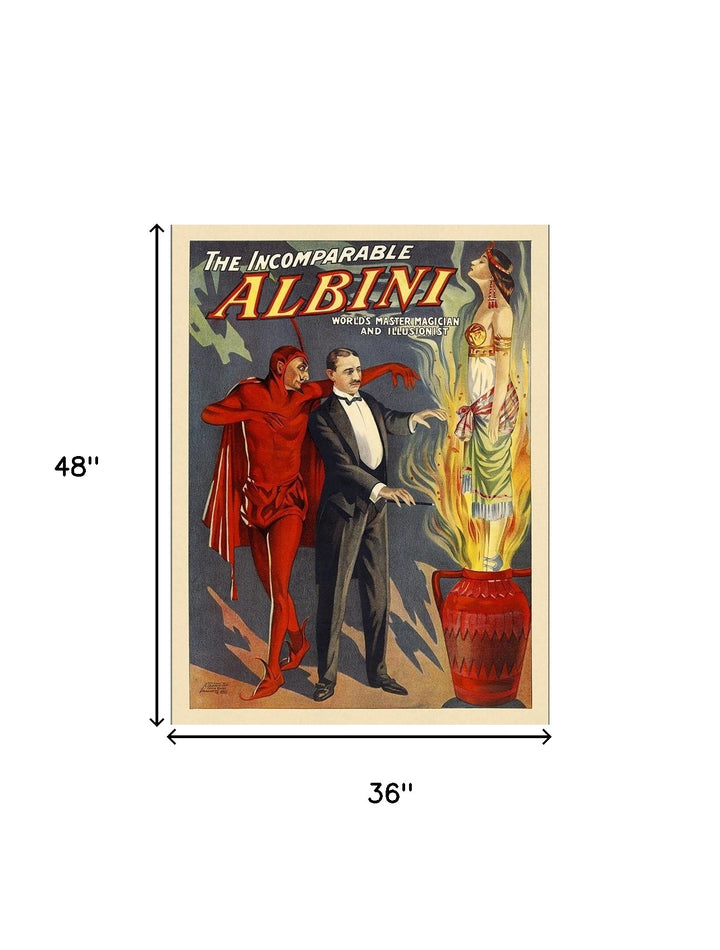 18" X 24" The Incomparable Albini Vintage Magic Poster Wall Art