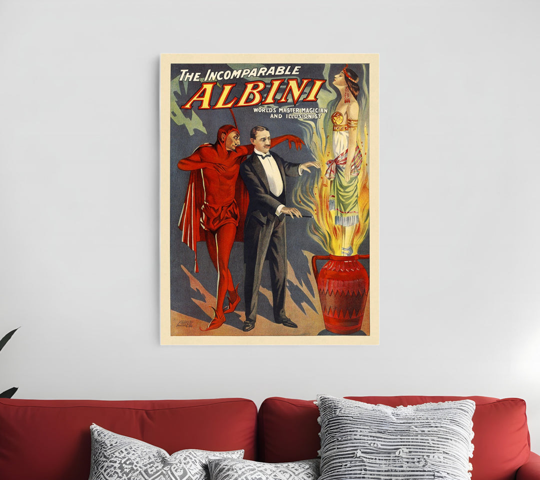 18" X 24" The Incomparable Albini Vintage Magic Poster Wall Art