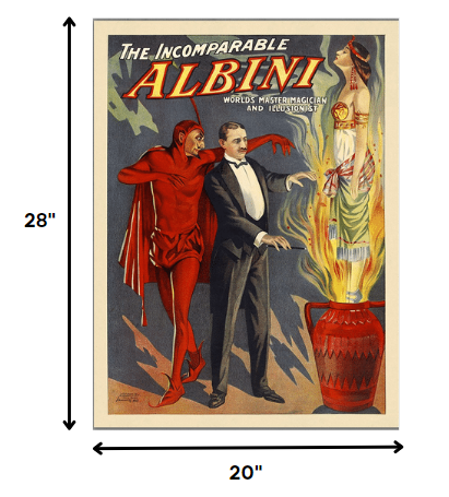 18" X 24" The Incomparable Albini Vintage Magic Poster Wall Art