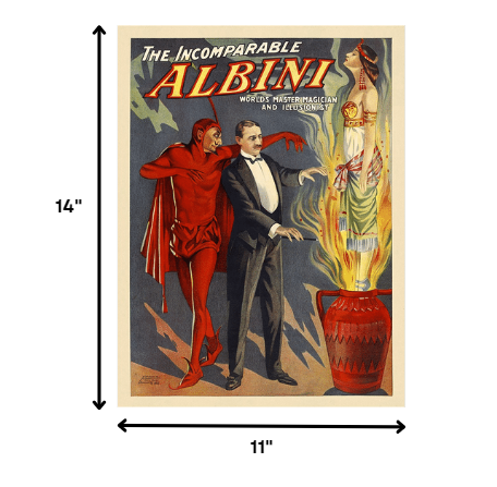 18" X 24" The Incomparable Albini Vintage Magic Poster Wall Art