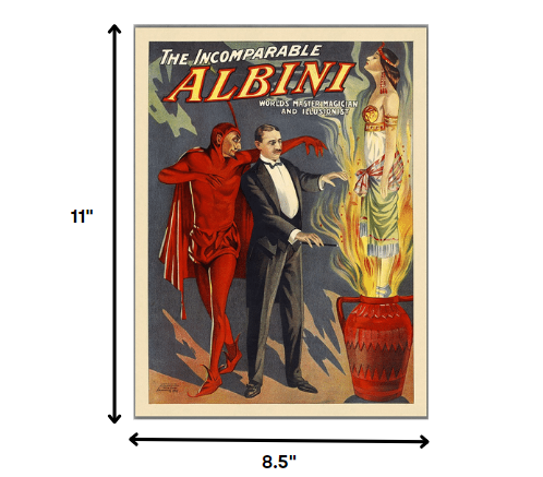 18" X 24" The Incomparable Albini Vintage Magic Poster Wall Art