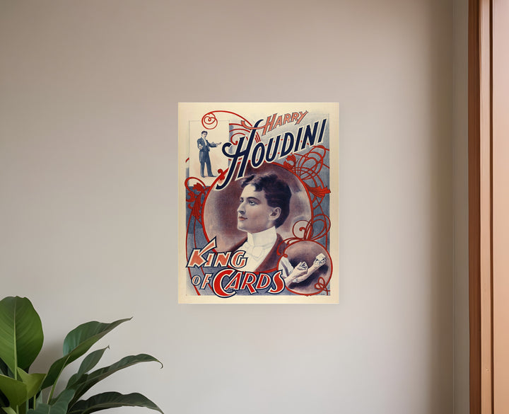 30" X 24" Houdini King Of Cards Vintage Magic Poster Wall Art