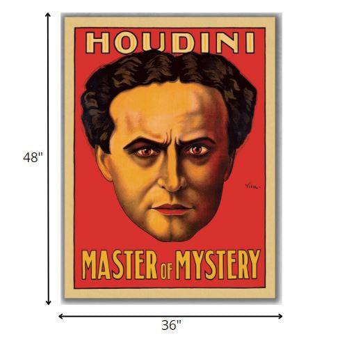 36" X 48" Houdini Master Of Mystery Vintage Magic Poster Wall Art