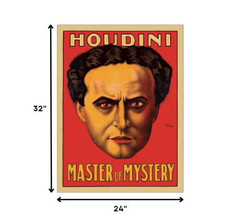 36" X 48" Houdini Master Of Mystery Vintage Magic Poster Wall Art