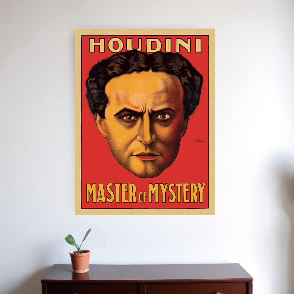 36" X 48" Houdini Master Of Mystery Vintage Magic Poster Wall Art