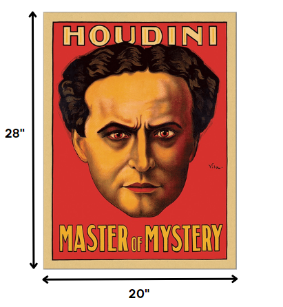 36" X 48" Houdini Master Of Mystery Vintage Magic Poster Wall Art