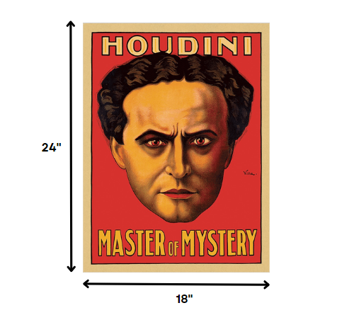 36" X 48" Houdini Master Of Mystery Vintage Magic Poster Wall Art