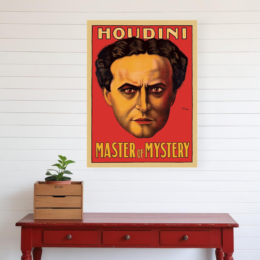 36" X 48" Houdini Master Of Mystery Vintage Magic Poster Wall Art