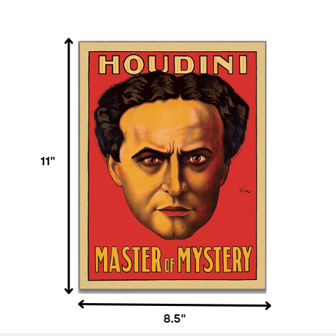 36" X 48" Houdini Master Of Mystery Vintage Magic Poster Wall Art