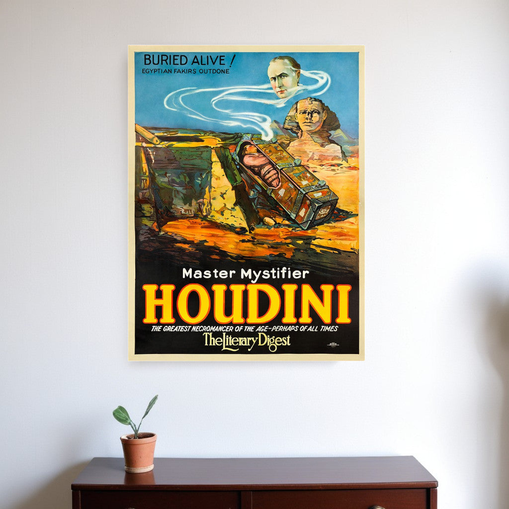 Master Mystifier Houdini Vintage Magic Unframed Print Wall Art