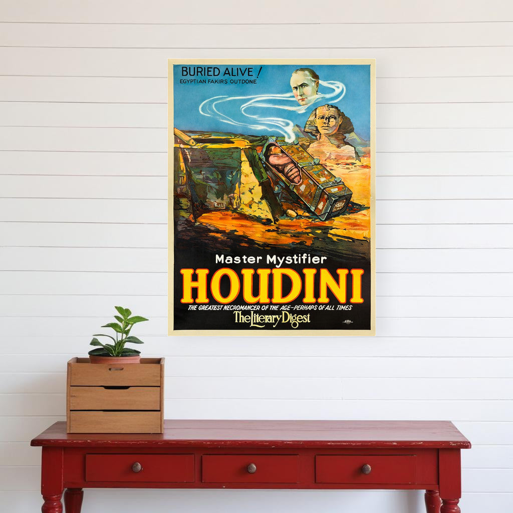 Master Mystifier Houdini Vintage Magic Unframed Print Wall Art