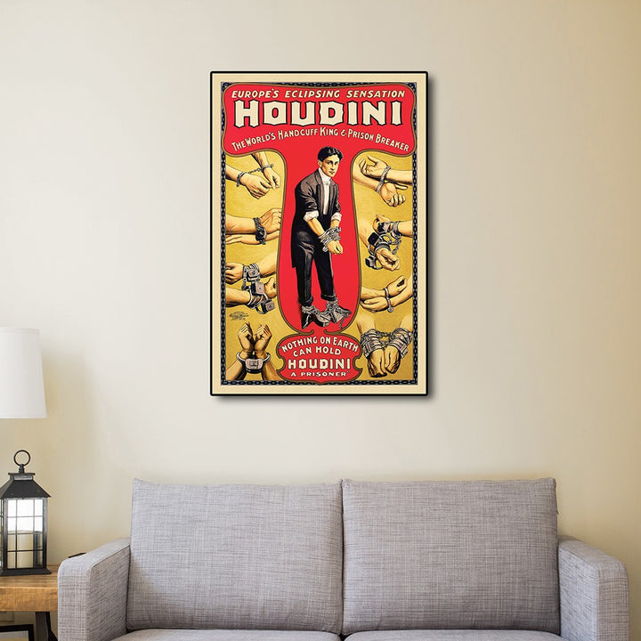 24" X 36" Houdini Handcuff King Vintage Magic Poster Wall Art