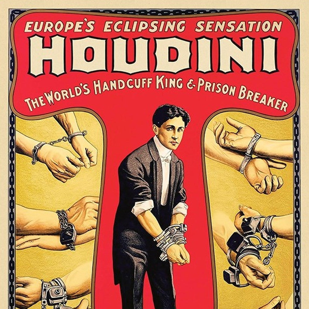 24" X 36" Houdini Handcuff King Vintage Magic Poster Wall Art