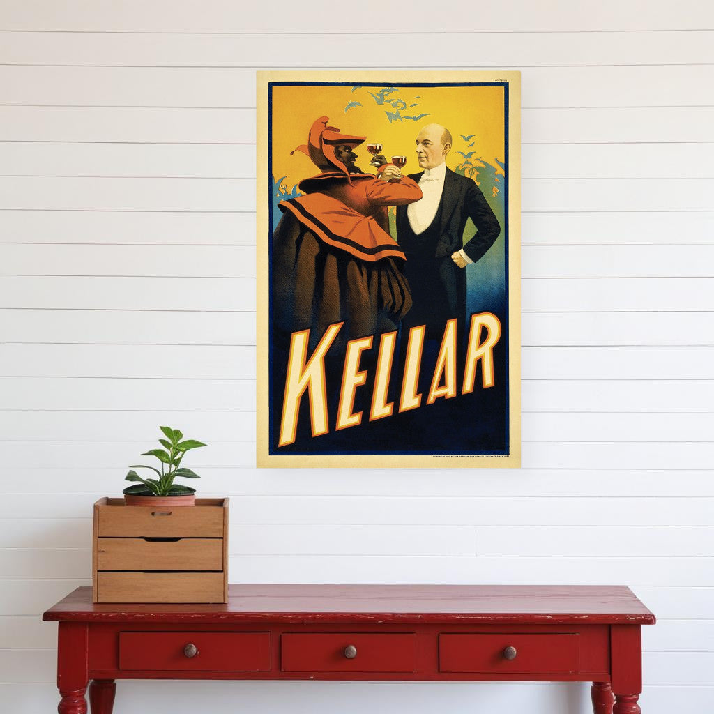 Kellar Having Drinks With The Devil Vintage Magic Unframed Print Wall Art