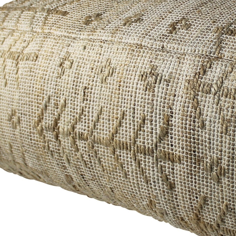 Natural Hemp Textured Rectangle Pouf