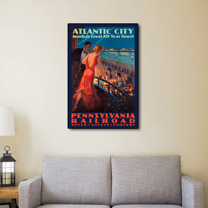 Vintage 1935 Atlantic City Travel Unframed Print Wall Art