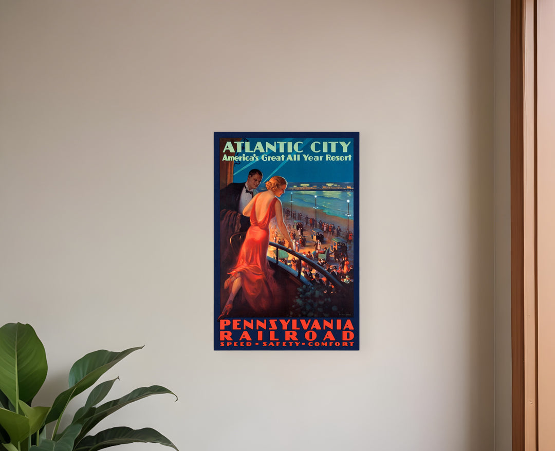 Vintage 1935 Atlantic City Travel Unframed Print Wall Art