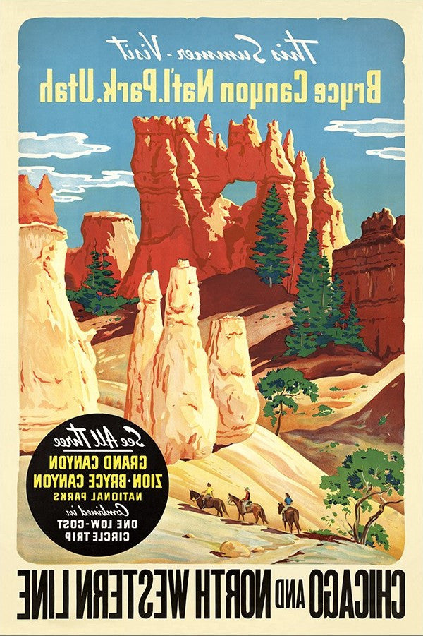 Vintage 1950s Bryce Canyon National Park Unframed Print Wall Art