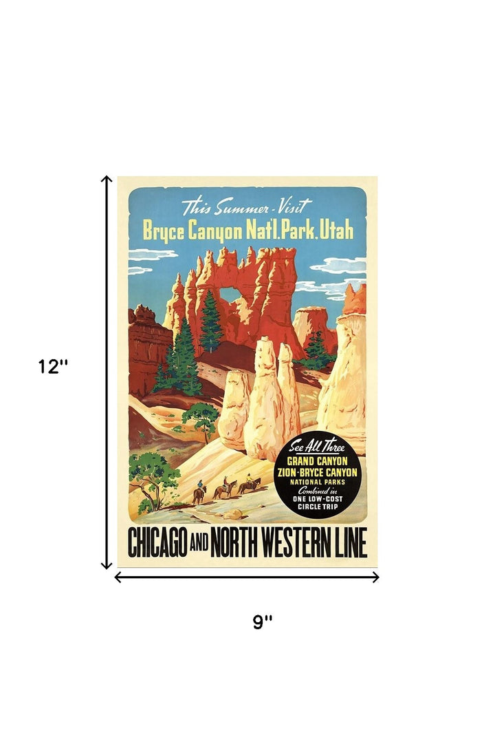 Vintage 1950s Bryce Canyon National Park Unframed Print Wall Art