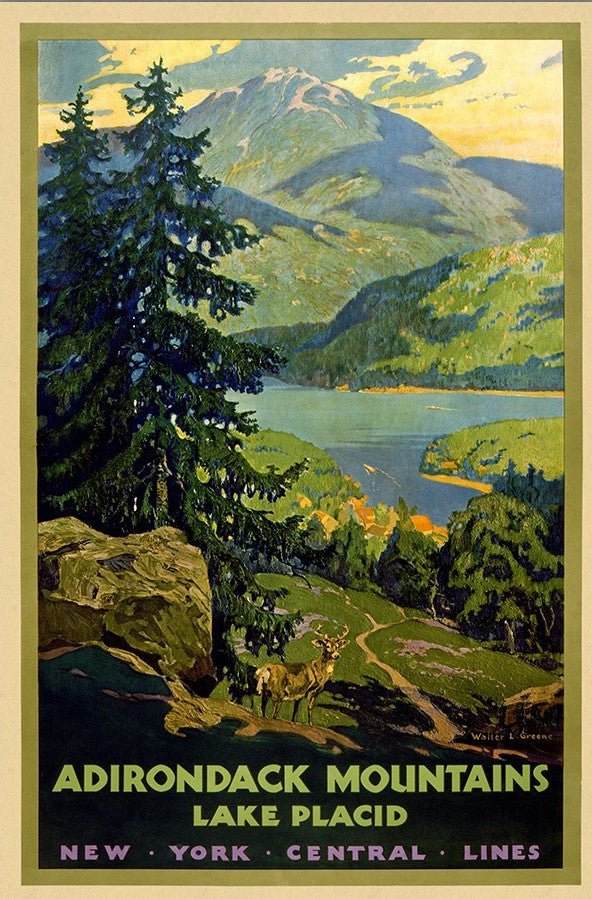 Vintage 1920S Adirondack Mountains Unframed Print Wall Art