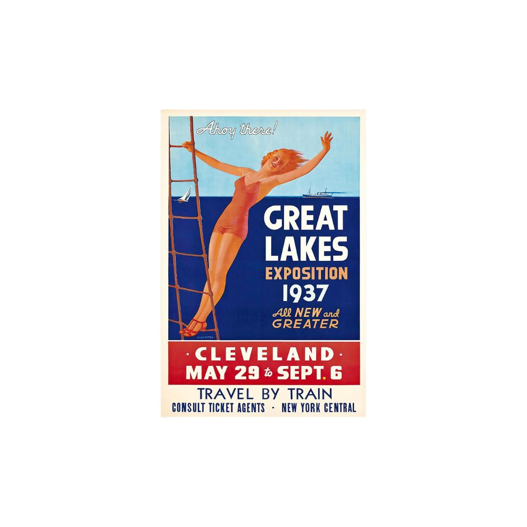 24" X 36" Great Lakes 1937 Vintage Travel Poster Wall Art